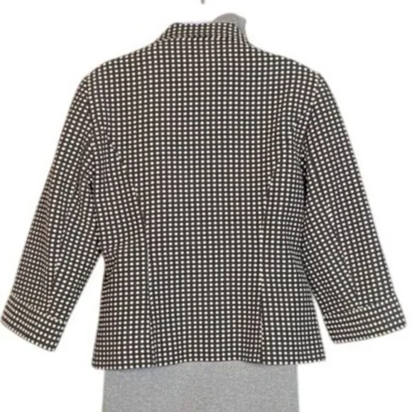 Willi Smith Vintage Womens Tailored Black & Off White Oval Pattern 3/4 Sleeve Bl - Picture 2 of 7